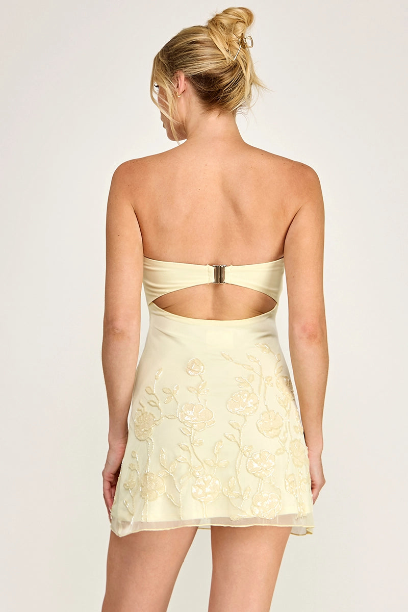 Yellow Detailed Mini Dress