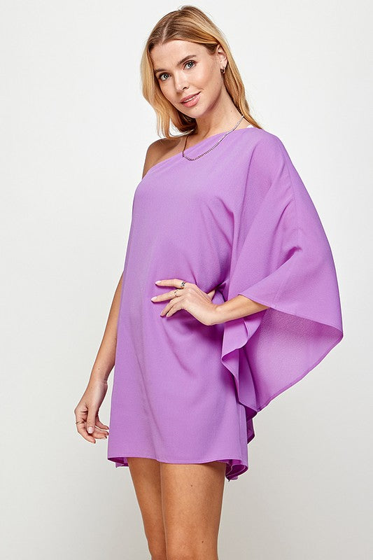 Purple one shoulder dress