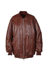 Vegan Leather Brown Snake Print Bomber Jacket