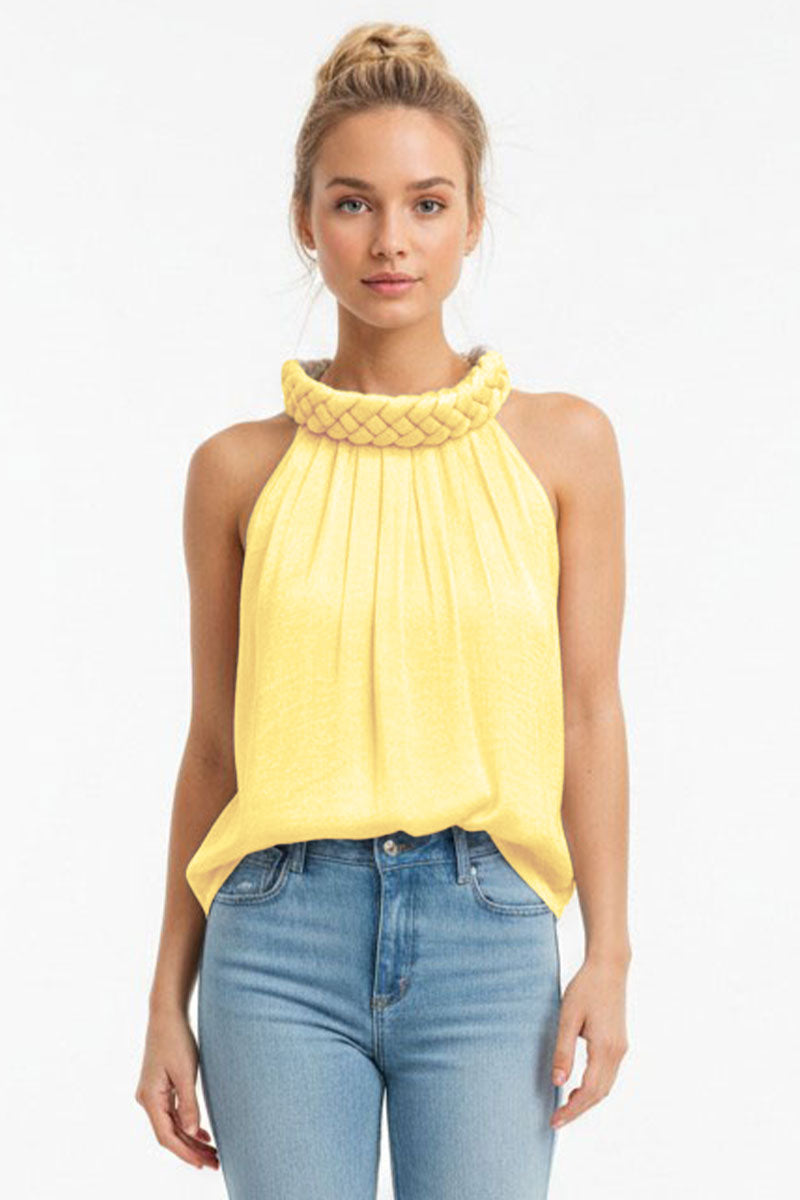 Yellow Braided Neck Blouse