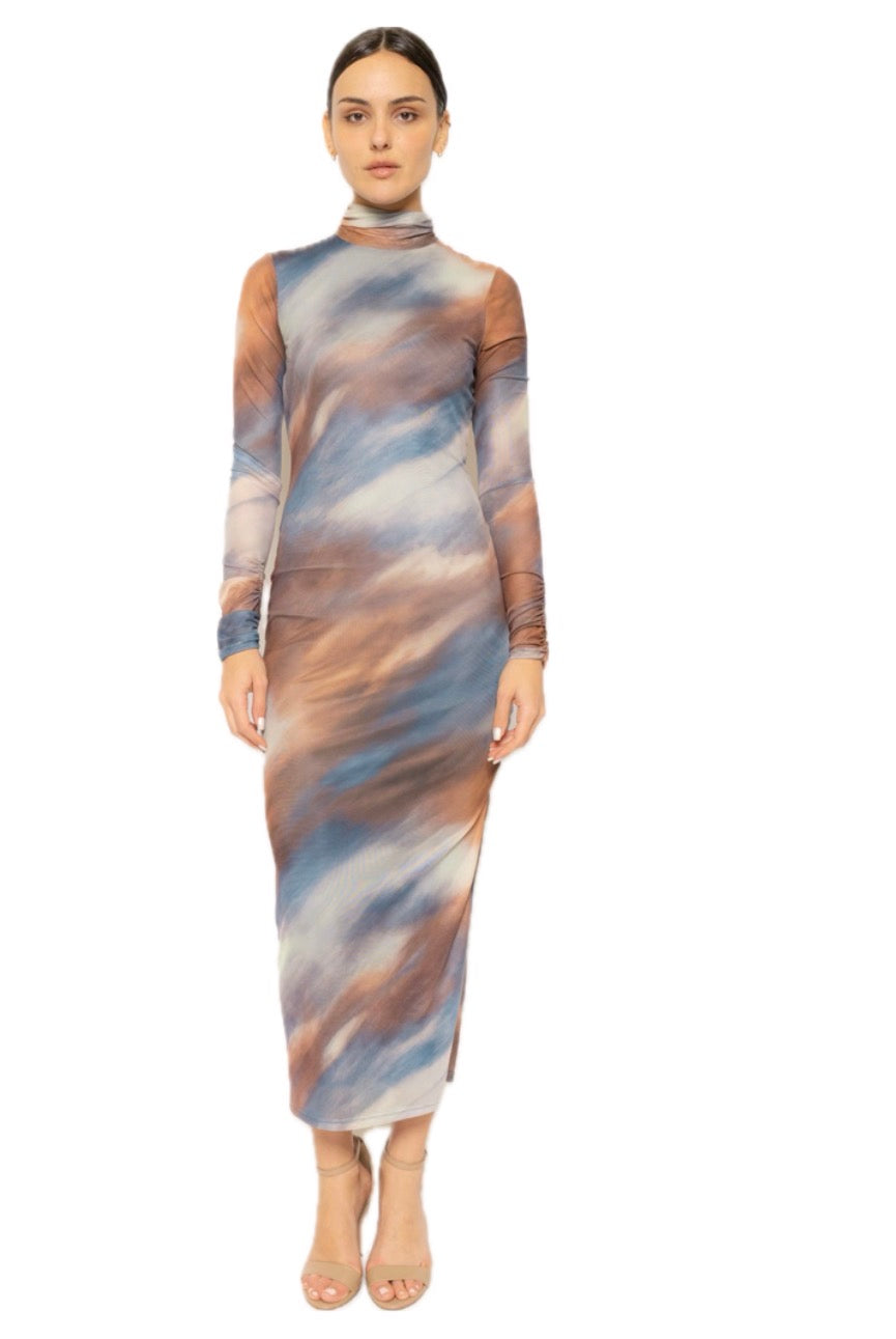 Mock Neck Marble Dress