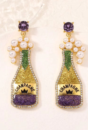 Mardi Gras Champagne Earrings