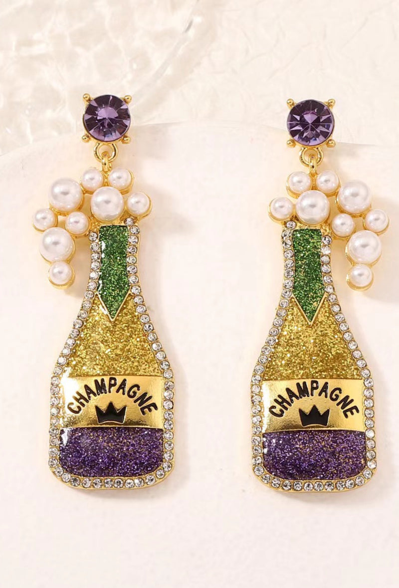 Mardi Gras Champagne Earrings