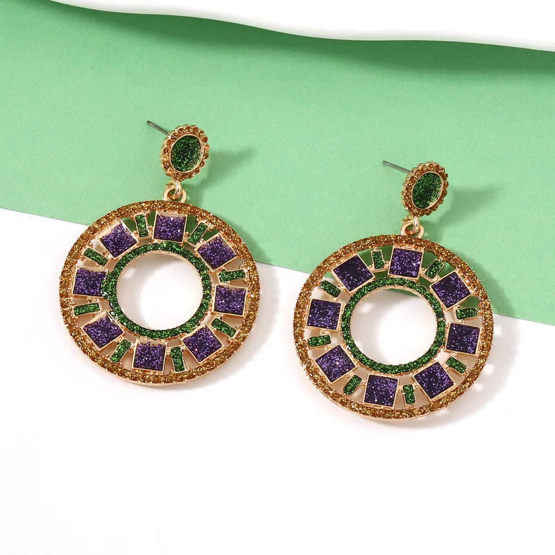 Mardi Gras Wreath Earrings