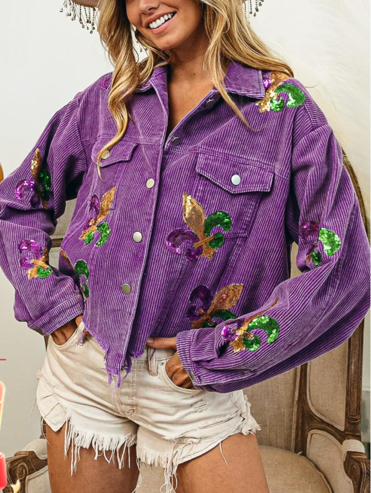 Purple Corduroy Mardi Gras Jacket