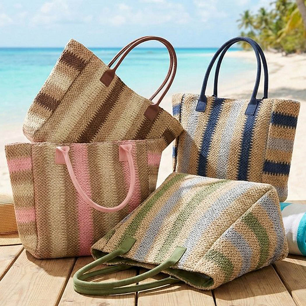 Pink and Cream Stripe Beach Tote
