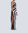 Zebra One Shoulder Zipper Dress