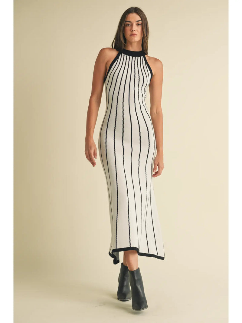 Off White Stripped Sweater Dress