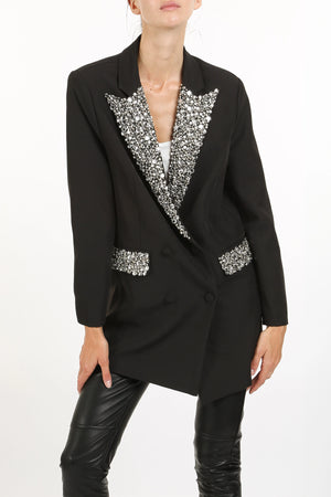 Rhinestone Black Blazer