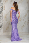 Purple Off the shoulder Formal dress