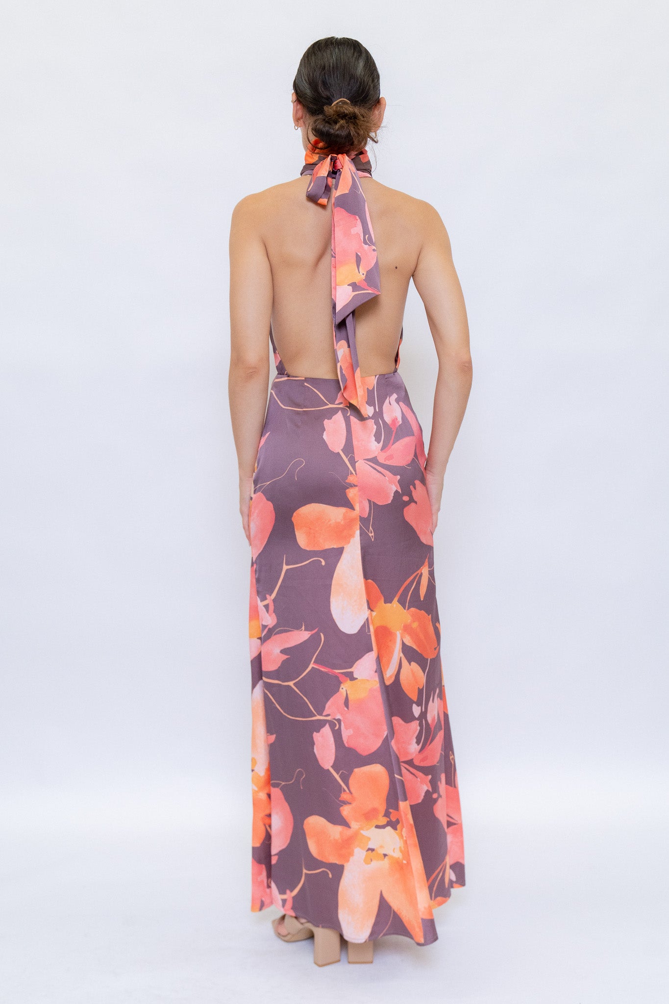 Romantic Floral Dress with Scarf