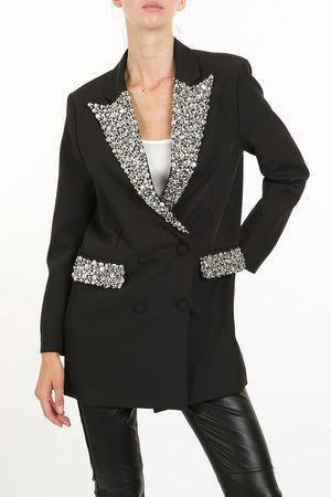 Rhinestone Black Blazer