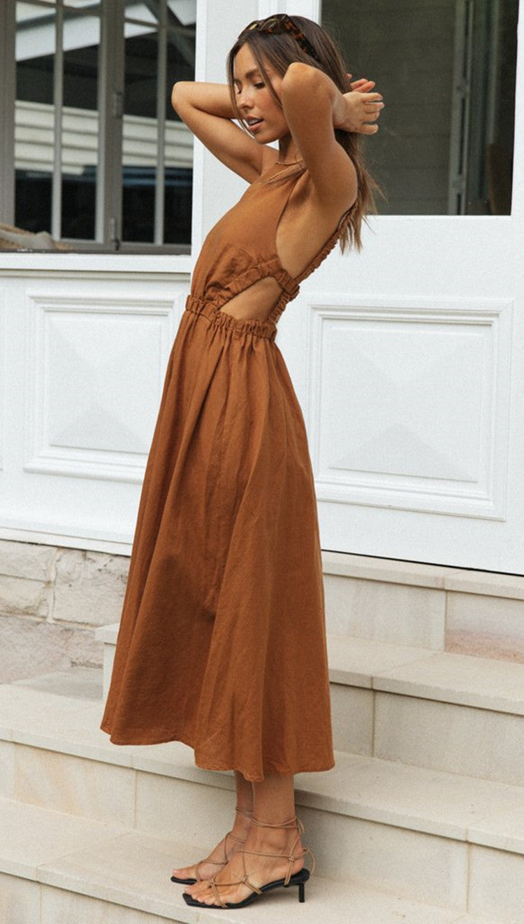 Sleeveless midi back strap dress