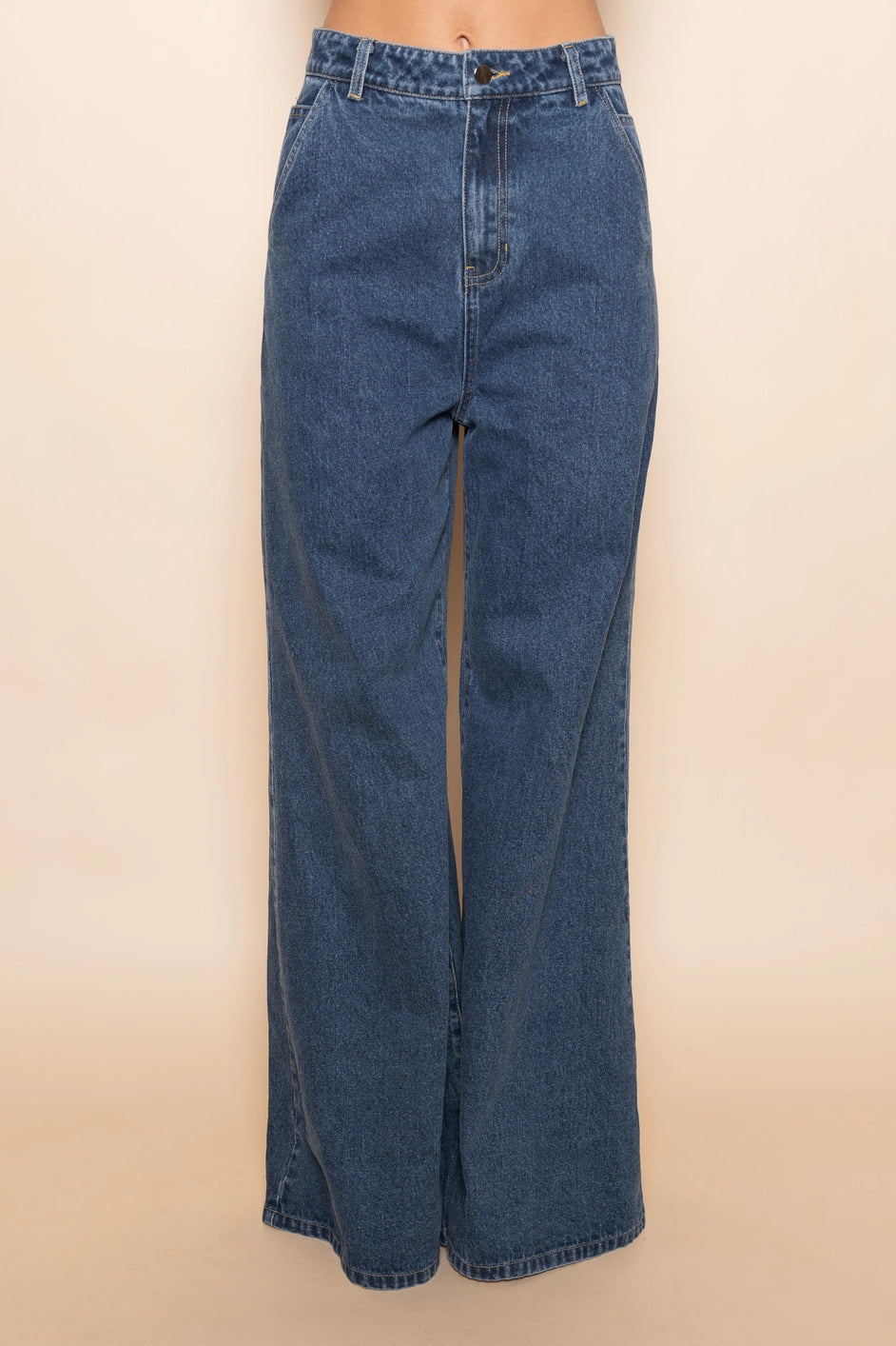Denim wide leg pants