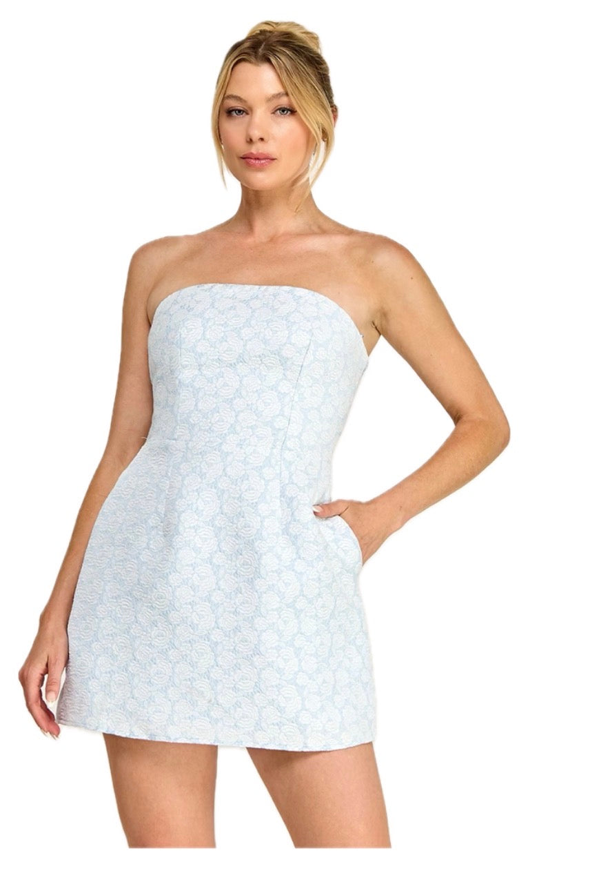 Light Blue Jacquard Dress