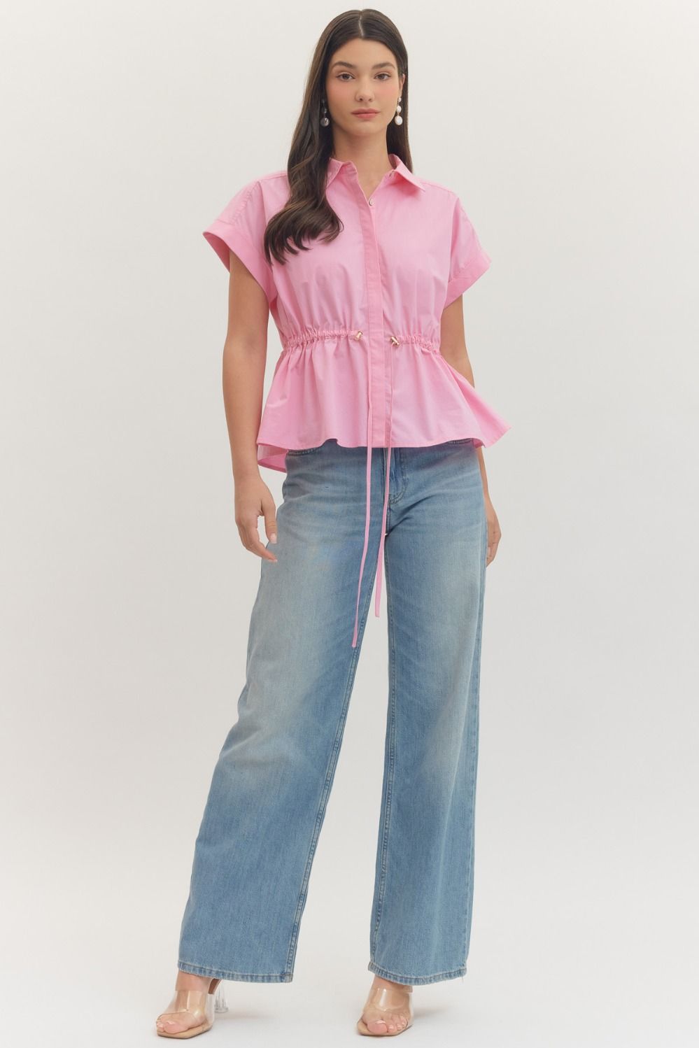 Pink peplum blouse pre order