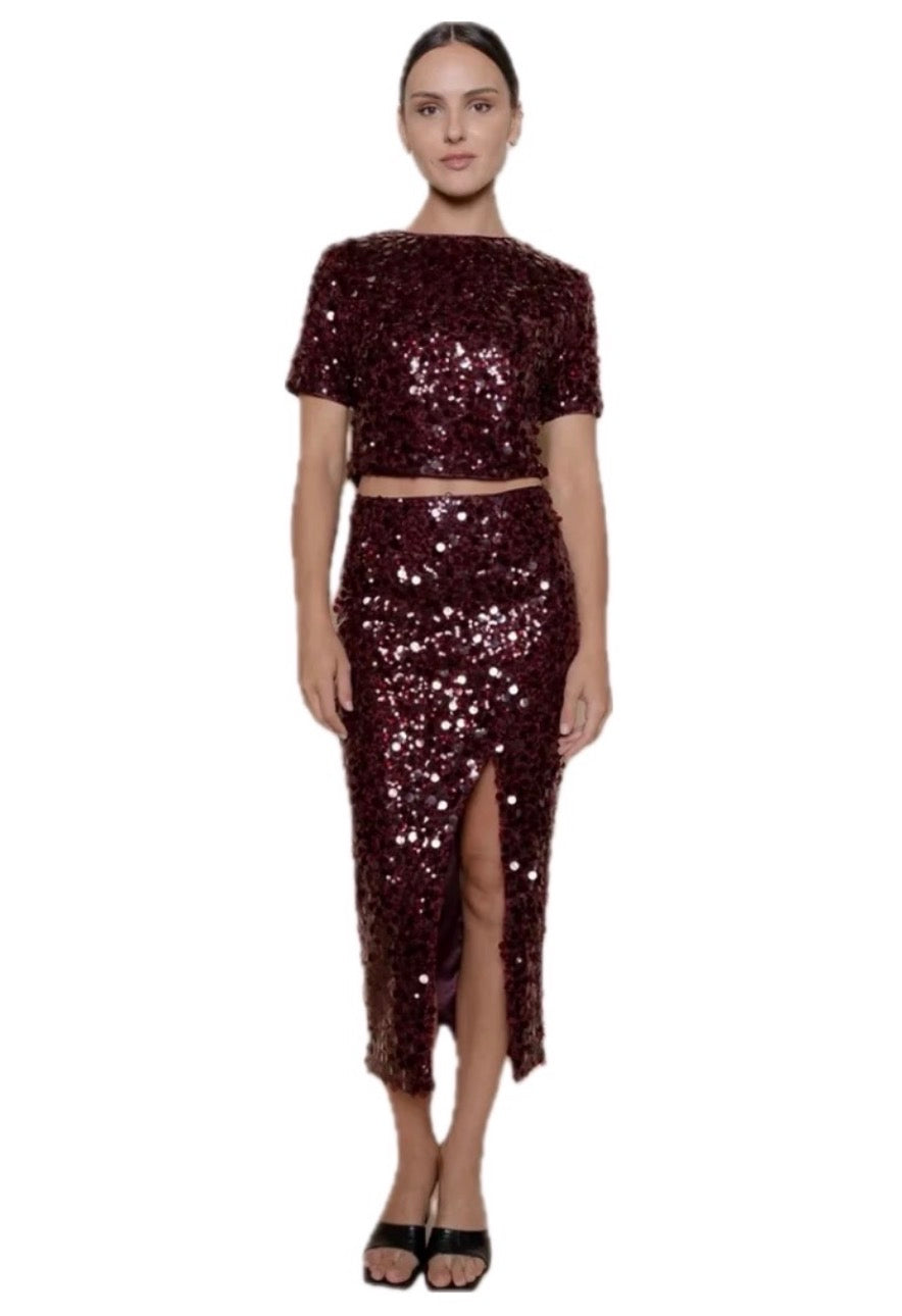Burgundy Sequin Set