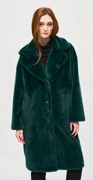 Green Faux Fur Trench