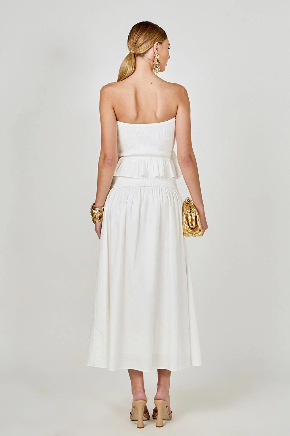 Ruffle White Midi