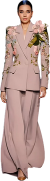 Handmade Floral Pant and Blazer Set