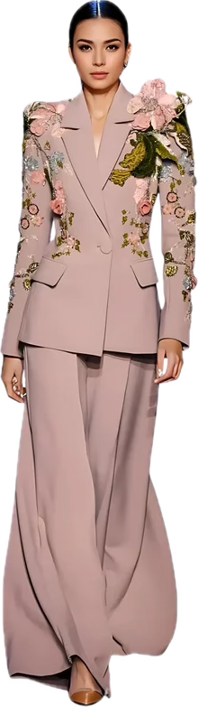 Handmade Floral Pant and Blazer Set