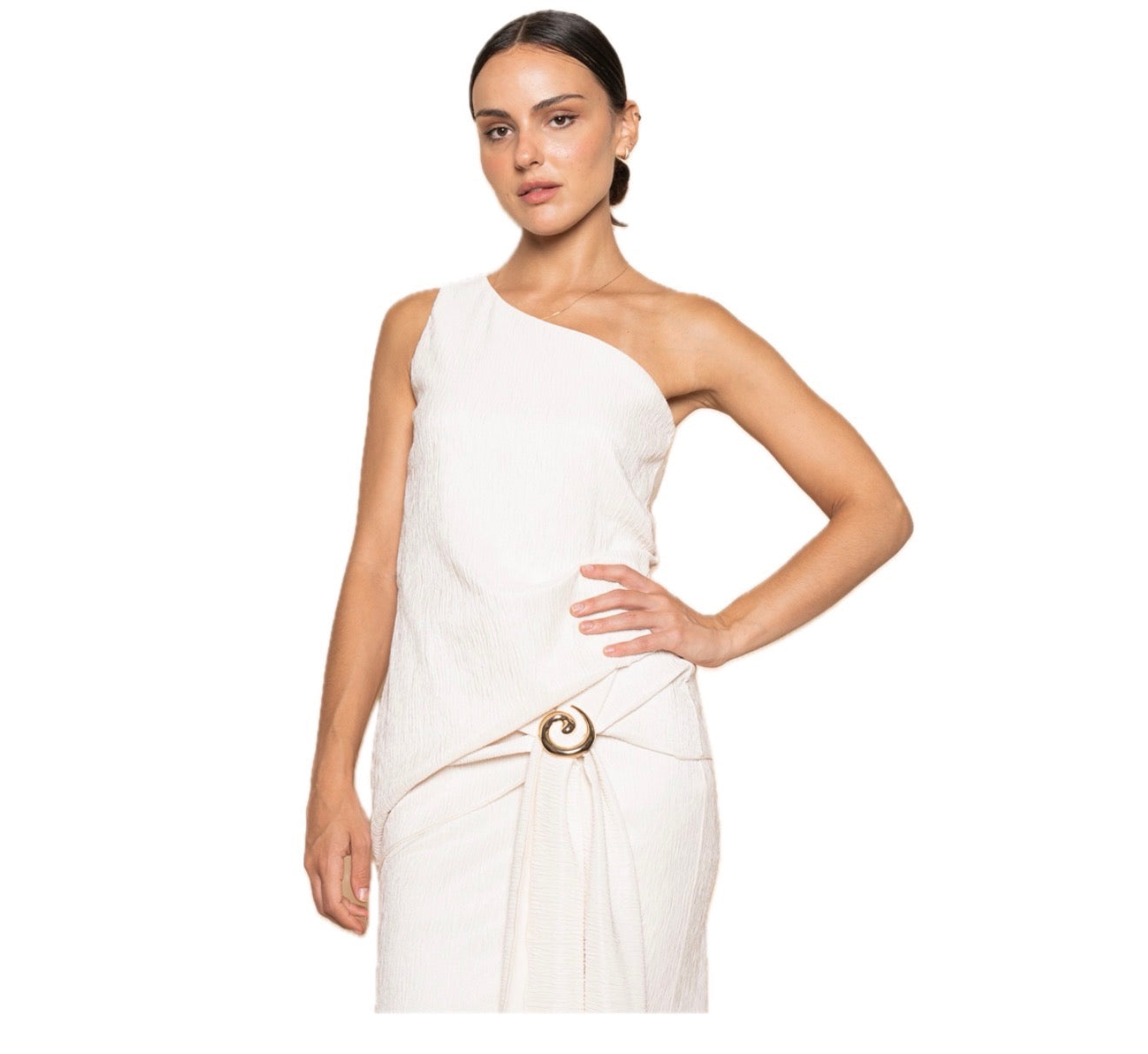 Asymetrical blouse and midi skirt set