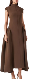 Half High Collar Irregular Hem Dress
