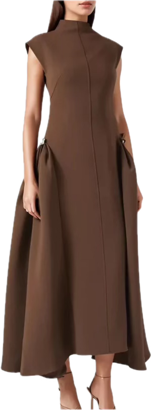 Half High Collar Irregular Hem Dress