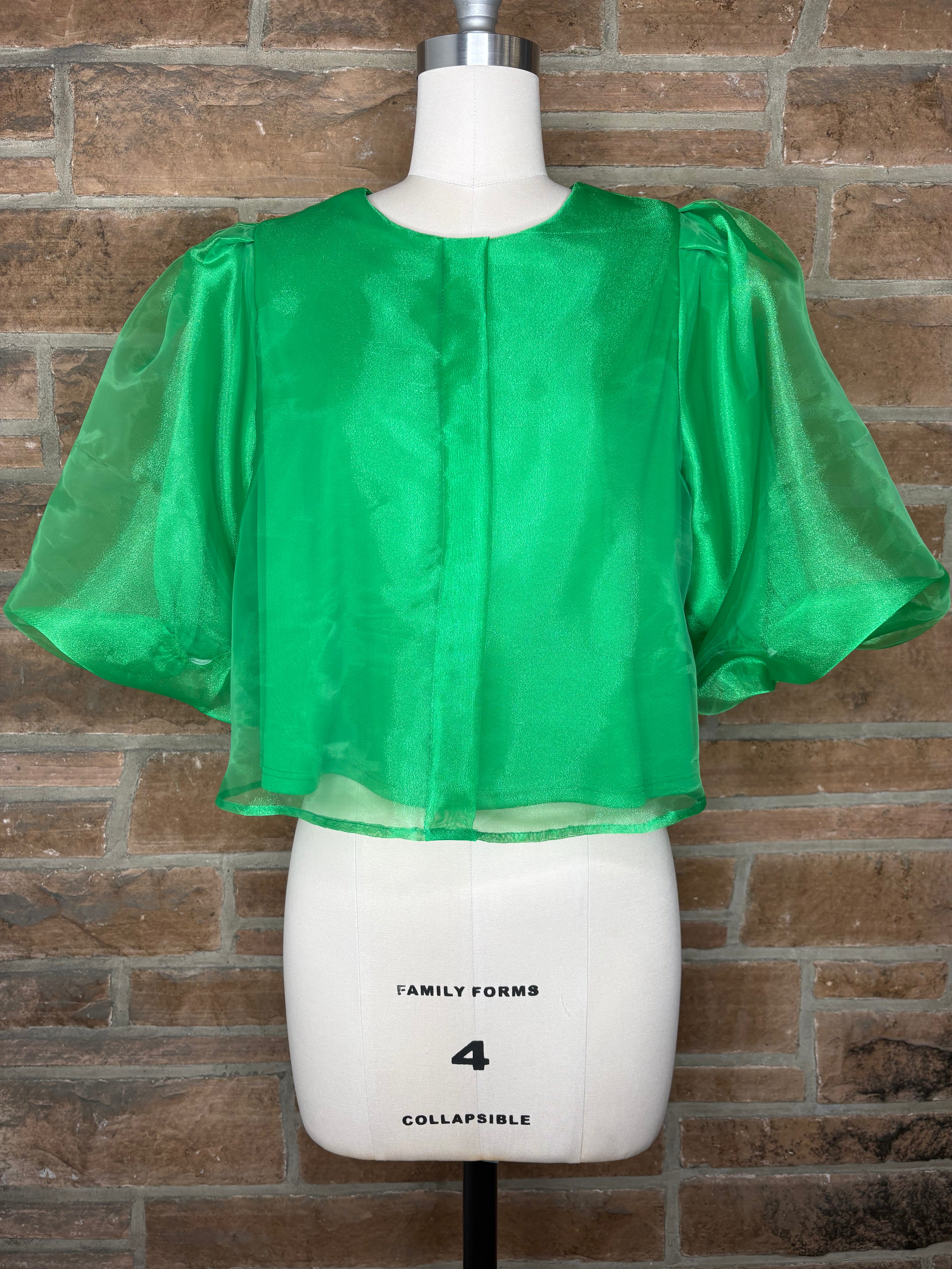 Mardi Gras Taffeta Green Skirt and Blouse Set