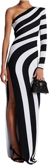 Zebra One Shoulder Zipper Dress