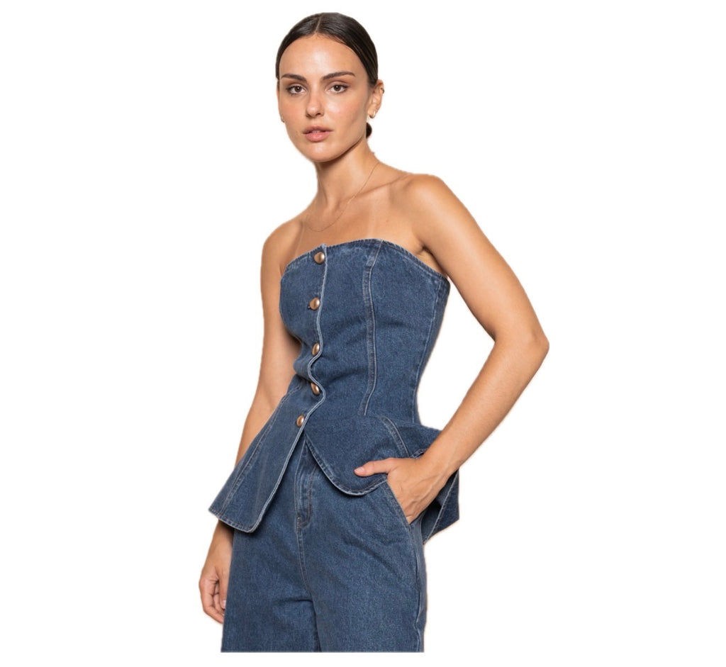 Denim Strapless Top