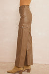 Brown leather Cargo Pants