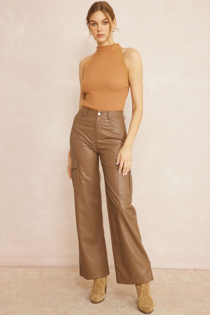 Brown leather Cargo Pants