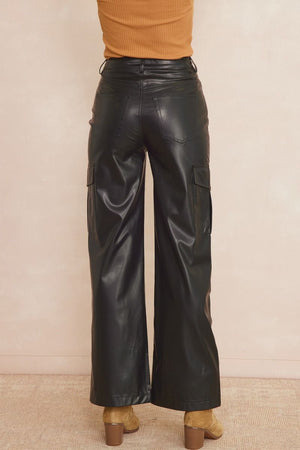 Black Leather Cargo Pants