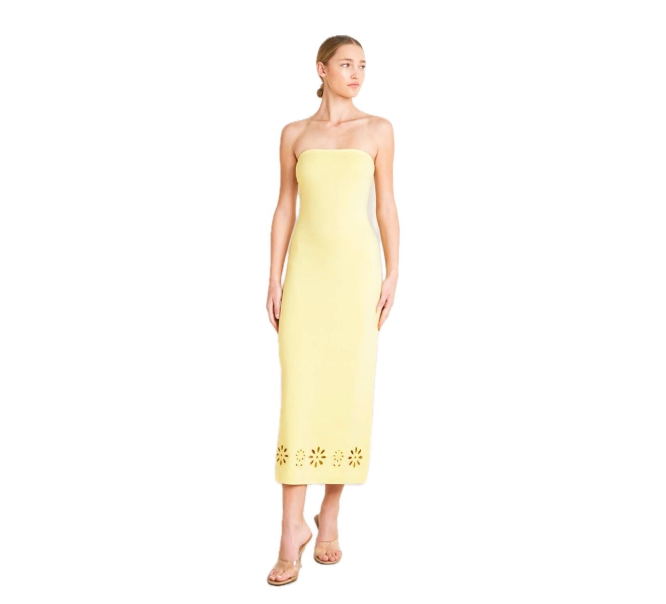 Strapless Yellow Midi Dress
