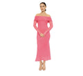 Ruched off the shoulder Dress hot pink
