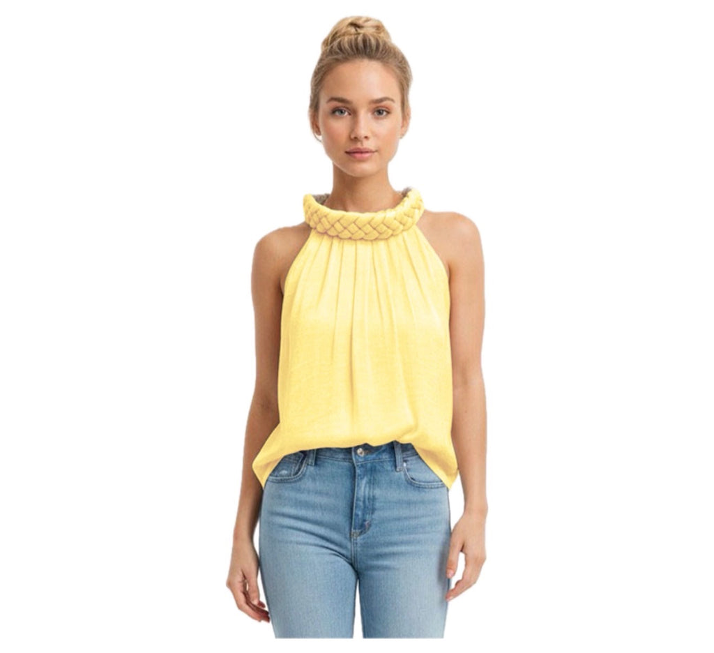 Yellow Braided Neck Blouse
