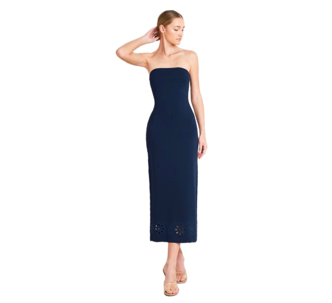 Strapless Embroidered Cut Dress
