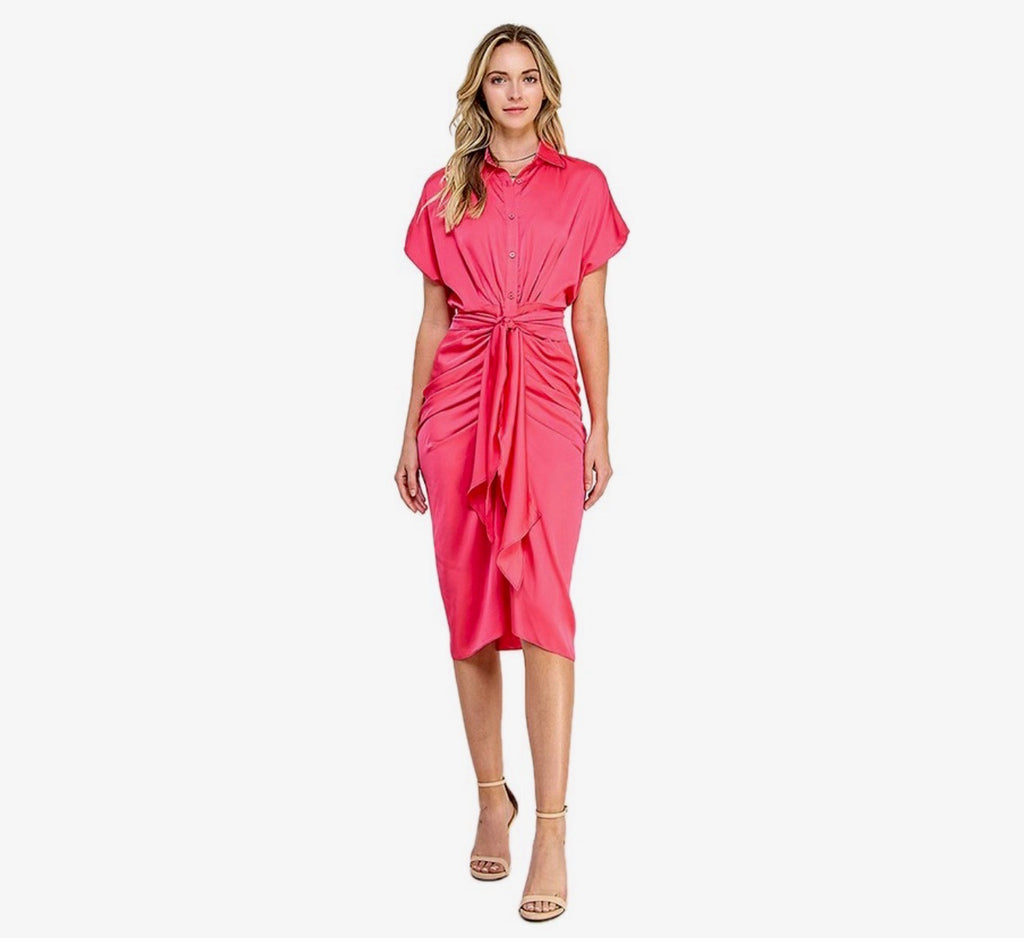 Ruched Tie Front Dress