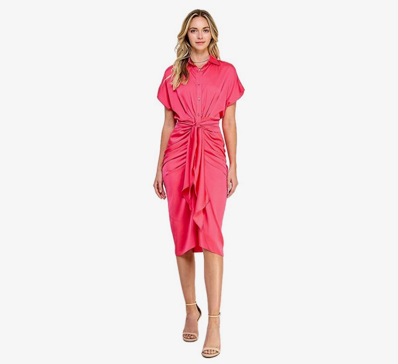 Ruched Tie Front Dress