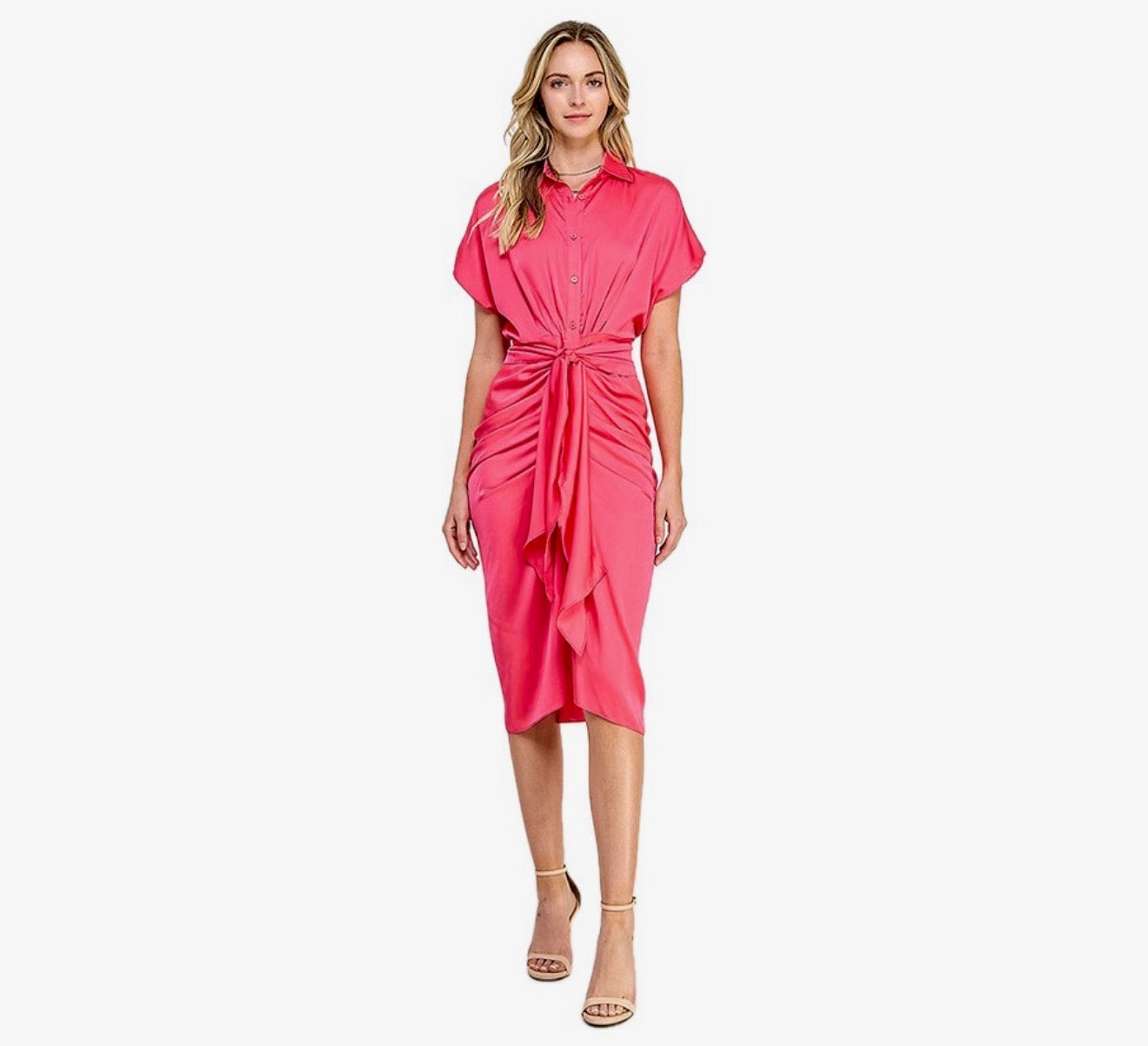Ruched Tie Front Dress