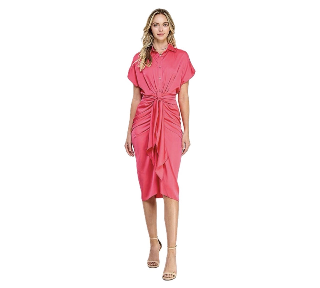 Ruched Tie Front Dress