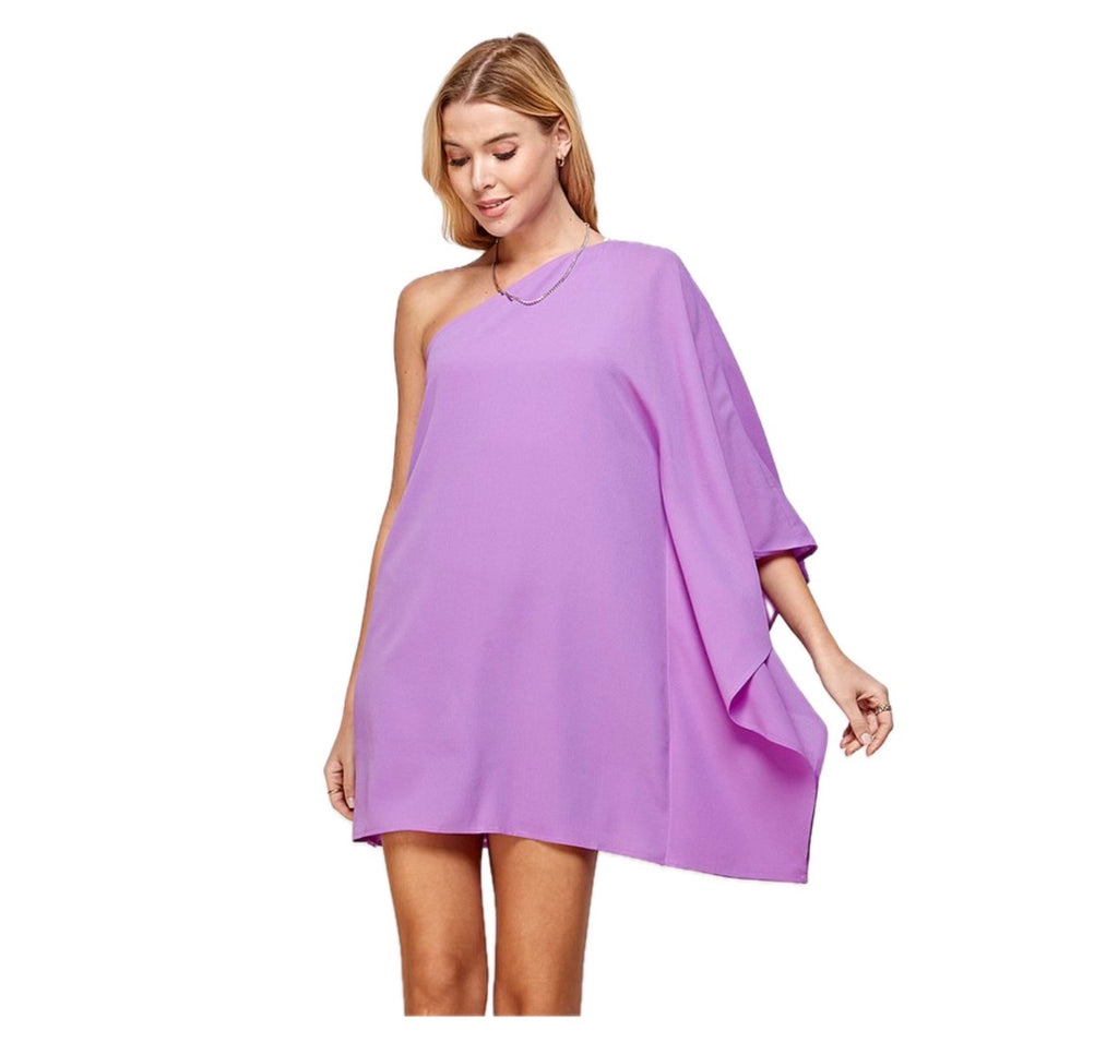 Purple one shoulder dress