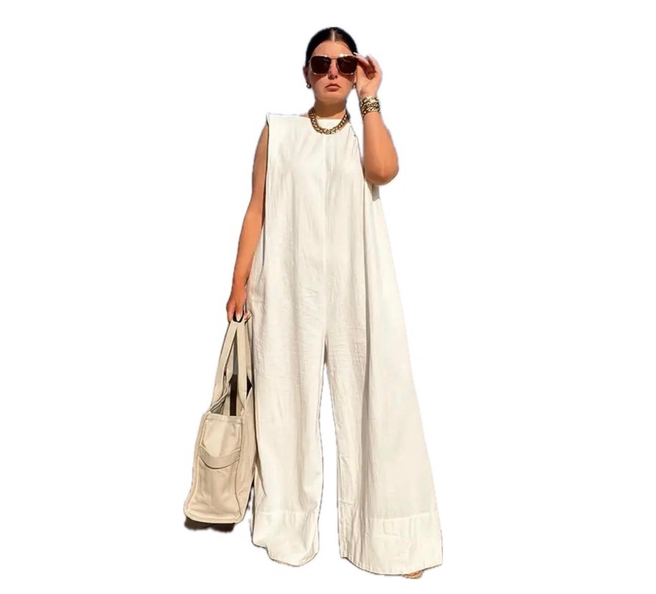 White Wide leg Jumpsuit