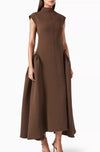 Half High Collar Irregular Hem Dress