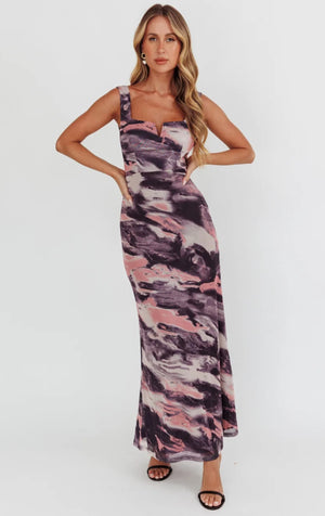 Multi Color Lace up back Dress