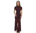 Brown Ruched Mesh Dress