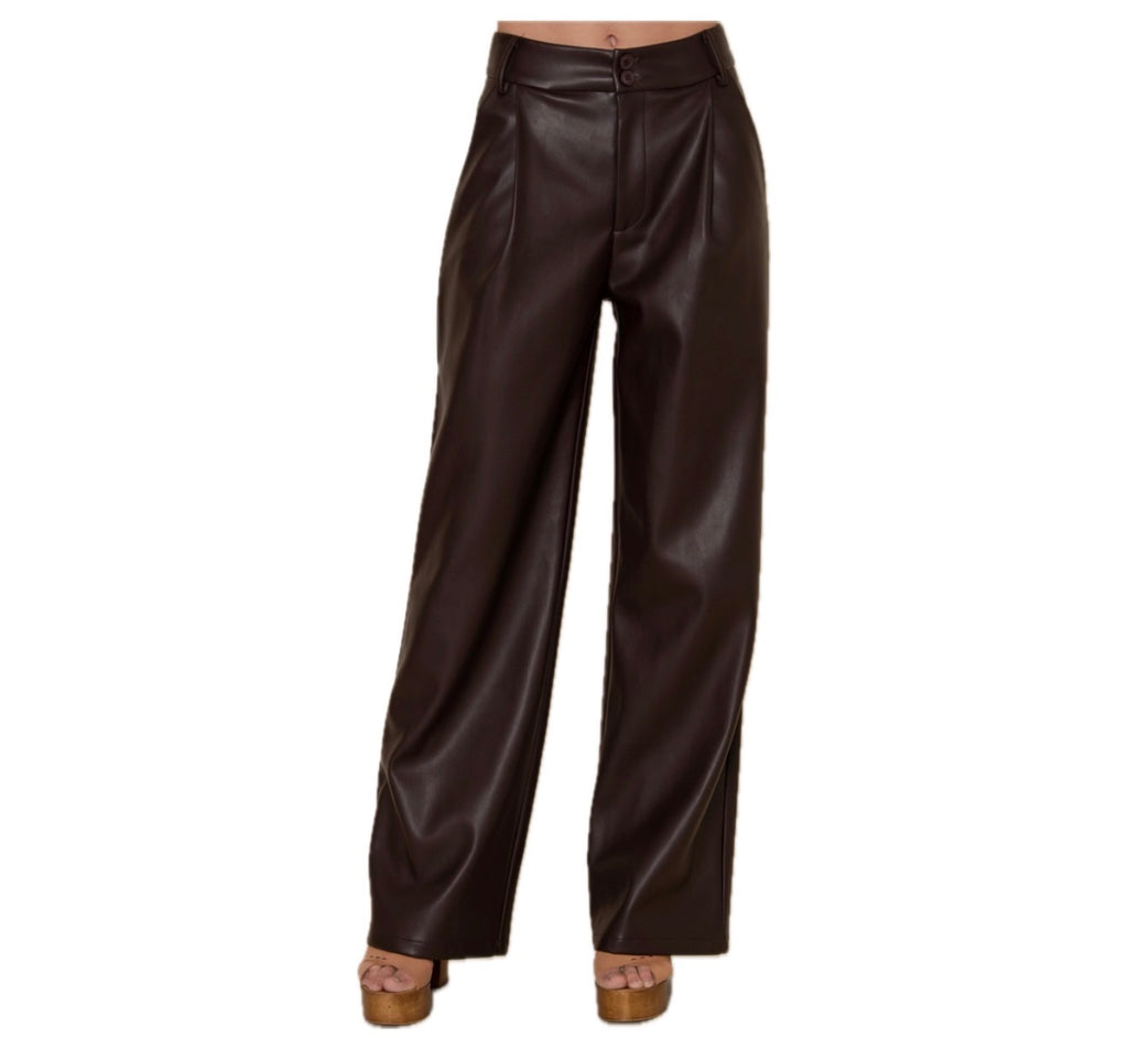 Pleated Leather Pants