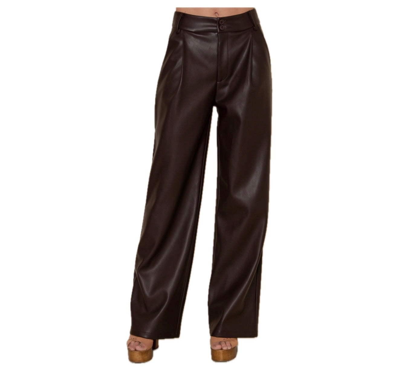 Pleated Leather Pants