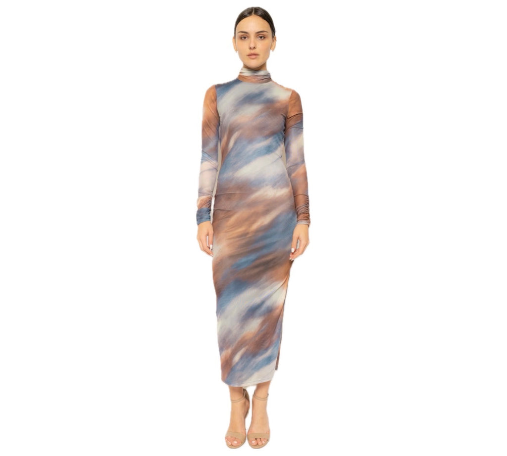 Mock Neck Marble Dress